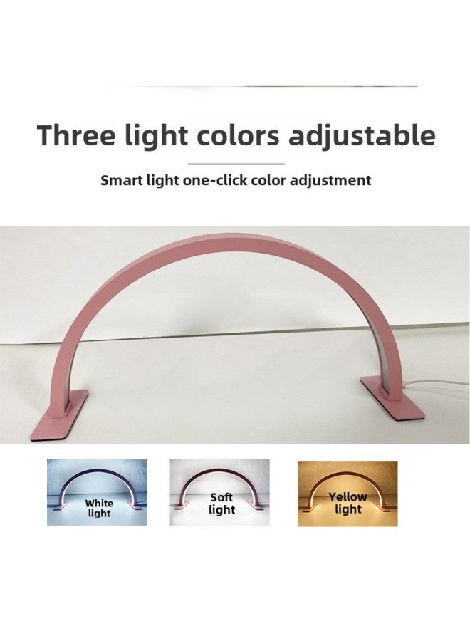 Explosions Three-color Warm Button Remote Control Arc Eyelash Lamp Beauty Salon Lighting U-shaped Desktop Half Moon Nail Lamp-Specifications:55cm  - Image 4