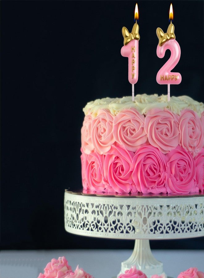 AOOLADA 12th Birthday Candles, Pink 3D Number 12 Happy Birthday Candle Cake Topper Decorations - Image 4