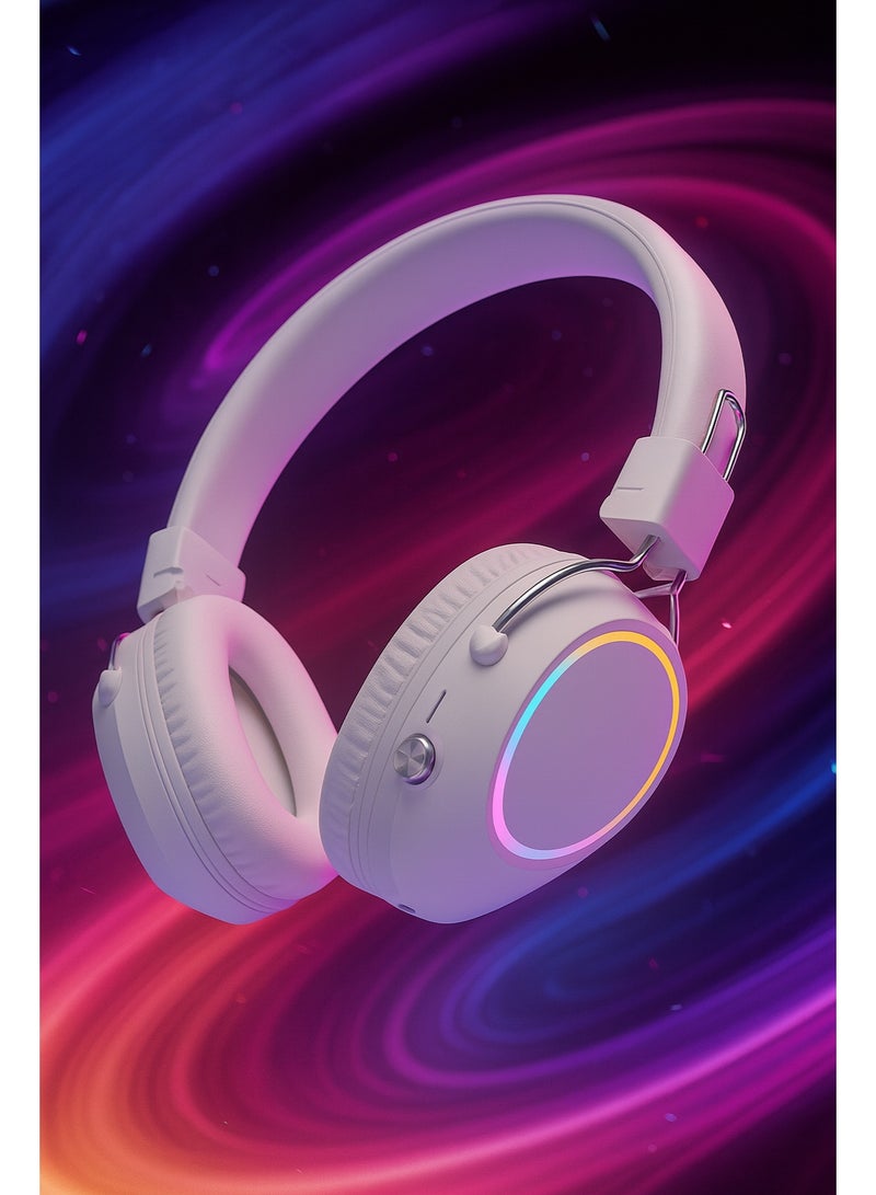 JL580 Wireless Headphones - Pure Bass Sound - Foldable, Powerful Sound, and Colorful LED Noise Cancelling Lighting - grey - Image 5