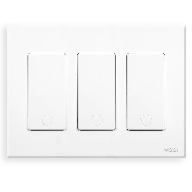 MOES Smart Single Pole Light Switch, 2.4GHz WiFi Smart Wall Switch, Needs Neutral Wire, Multi-Control, Smart Life/TUYA APP Control, Voice Control with Alexa/Google Home, White 3 Gang - Image 1