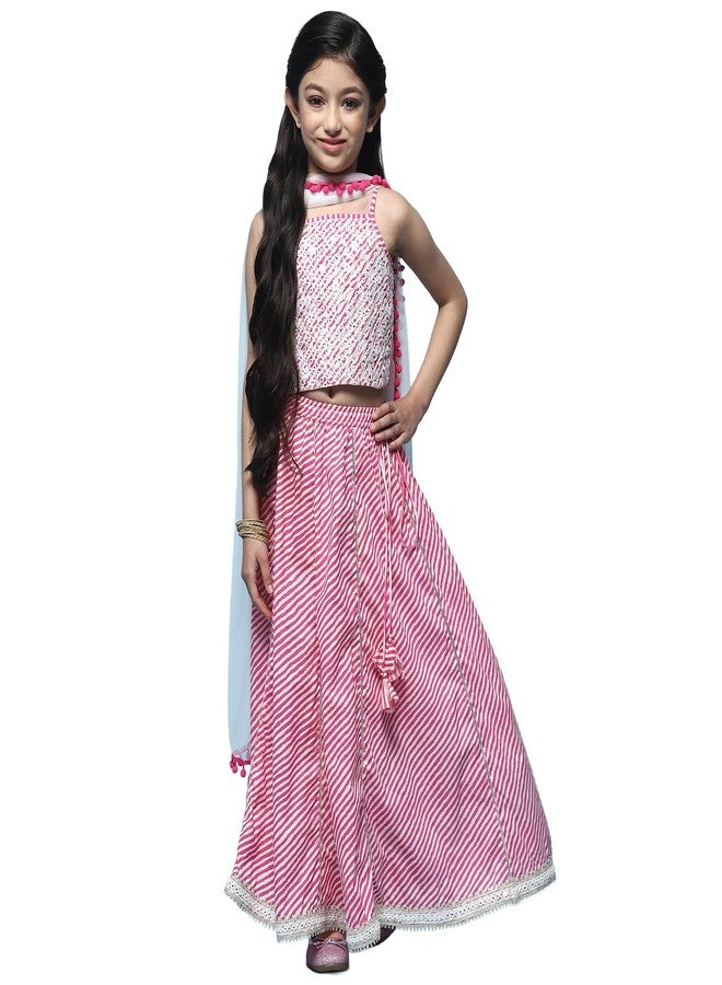 BIBA Girls Cotton Lehenga Set Readymade Pink 13Yrs - Image 1
