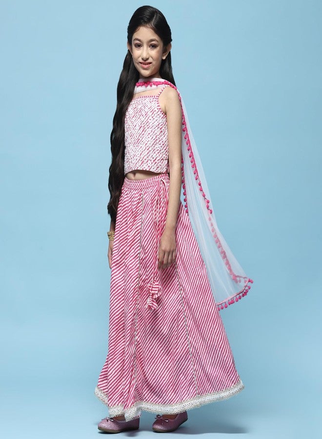 BIBA Girls Cotton Lehenga Set Readymade Pink 13Yrs - Image 2