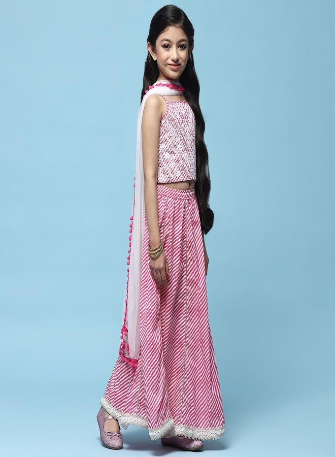 BIBA Girls Cotton Lehenga Set Readymade Pink 13Yrs - Image 3