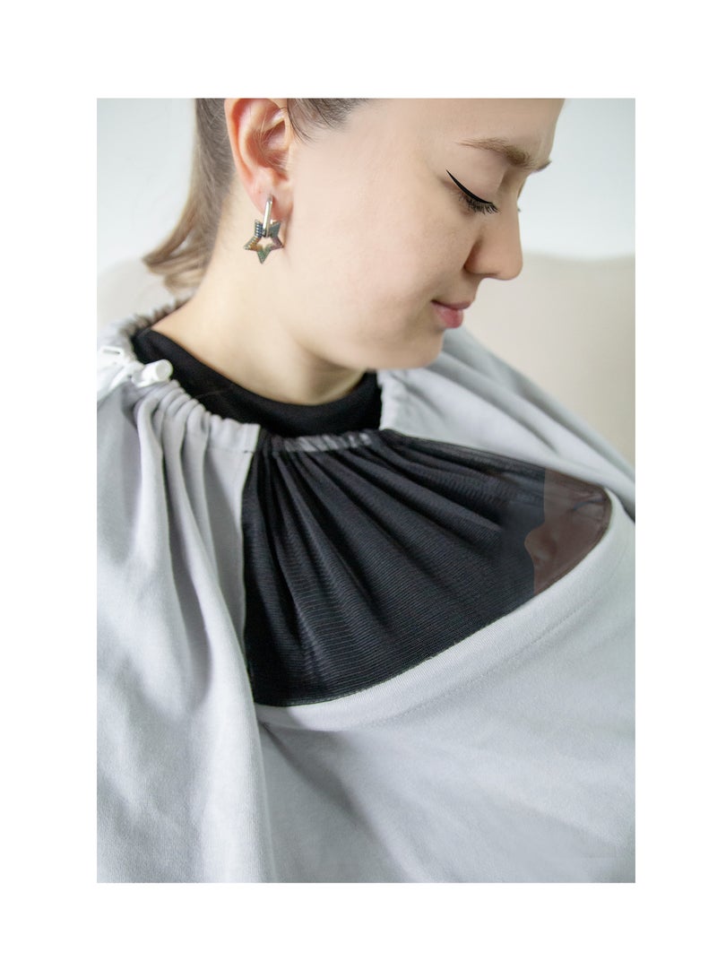 Babyjem Breastfeeding Cover with Tulle Window | Adjustable Neck Strap, 360° Coverage | Easy to Use, Lightweight, Washable, Multi-Functional, Grey - Image 3