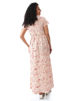 Andora V-Neck Candy Red Casual Dress_Red  - Image 5
