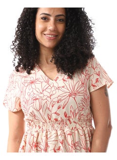 Andora V-Neck Candy Red Casual Dress_Red  - Image 3