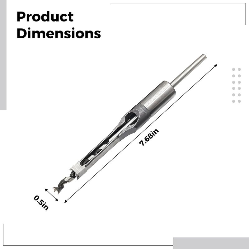 for Woodworking: 1.27 Cm / 0.5 in Wood Chisel Drill Bit, Square Hole, Bearing Steel, U-Shape Removal Chip, and Precise Long-Lasting - Image 4