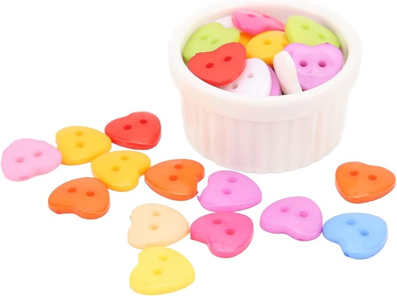 أزرار خياطة على شكل قلب 100 قطعة إكسسوارات زينة للثياب DIY غير قابلة للبهتان مقاس 15 مم - Image 3