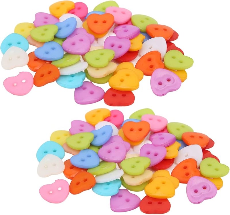أزرار خياطة على شكل قلب 100 قطعة إكسسوارات زينة للثياب DIY غير قابلة للبهتان مقاس 15 مم - Image 1
