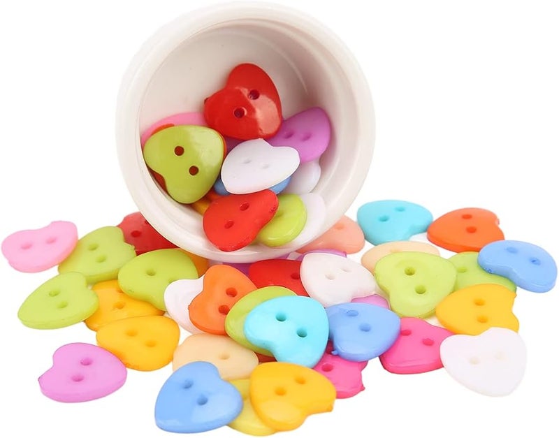 أزرار خياطة على شكل قلب 100 قطعة إكسسوارات زينة للثياب DIY غير قابلة للبهتان مقاس 15 مم - Image 5