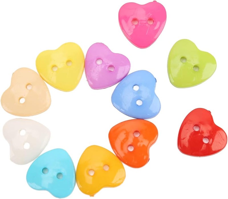 أزرار خياطة على شكل قلب 100 قطعة إكسسوارات زينة للثياب DIY غير قابلة للبهتان مقاس 15 مم - Image 4