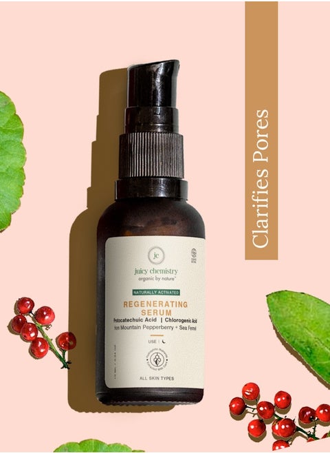 Juicy Chemistry Regenerating Serum - 10 ml, Enriched With Mountain Pepperberry And Sea Fennel, For Anti-Ageing And Mature Skin, Fights Skin Aging And Promote Youthful Skin