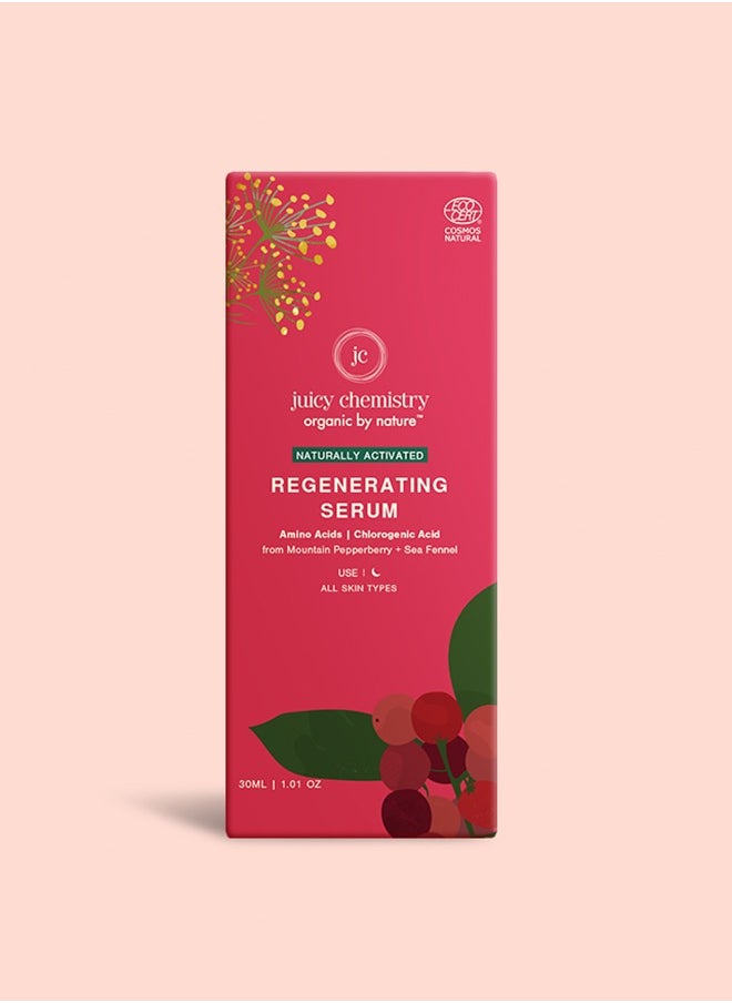 Juicy Chemistry Regenerating Serum - 10 ml, Enriched With Mountain Pepperberry And Sea Fennel, For Anti-Ageing And Mature Skin, Fights Skin Aging And Promote Youthful Skin