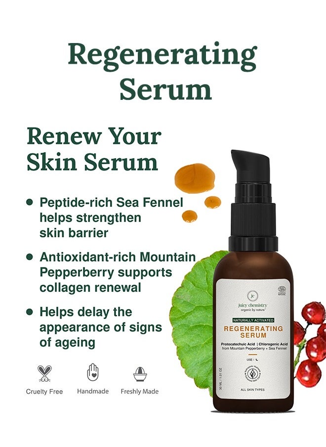 Juicy Chemistry Regenerating Serum - 10 ml, Enriched With Mountain Pepperberry And Sea Fennel, For Anti-Ageing And Mature Skin, Fights Skin Aging And Promote Youthful Skin