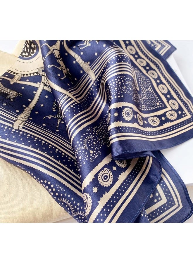 MEISEE 100% Mulberry Silk Scarfs Small Square Scarf 21" x 21" Neck Scarf Breathable Lightweight for Women Gift Packed, B-50 Blue Dot, samll - Image 3