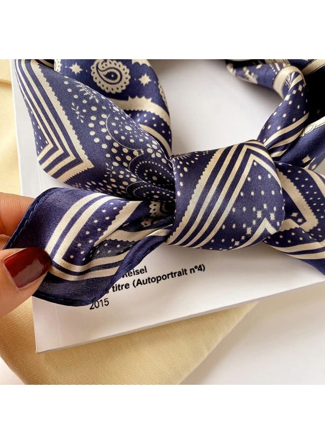 MEISEE 100% Mulberry Silk Scarfs Small Square Scarf 21" x 21" Neck Scarf Breathable Lightweight for Women Gift Packed, B-50 Blue Dot, samll - Image 5
