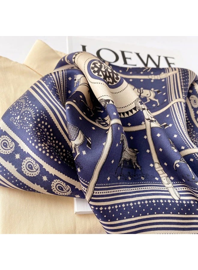 MEISEE 100% Mulberry Silk Scarfs Small Square Scarf 21" x 21" Neck Scarf Breathable Lightweight for Women Gift Packed, B-50 Blue Dot, samll - Image 2