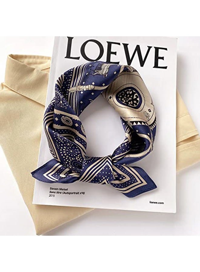 MEISEE 100% Mulberry Silk Scarfs Small Square Scarf 21" x 21" Neck Scarf Breathable Lightweight for Women Gift Packed, B-50 Blue Dot, samll - Image 4