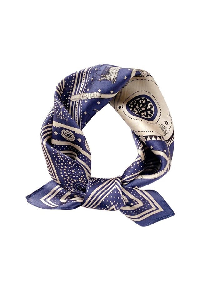 MEISEE 100% Mulberry Silk Scarfs Small Square Scarf 21" x 21" Neck Scarf Breathable Lightweight for Women Gift Packed, B-50 Blue Dot, samll - Image 1