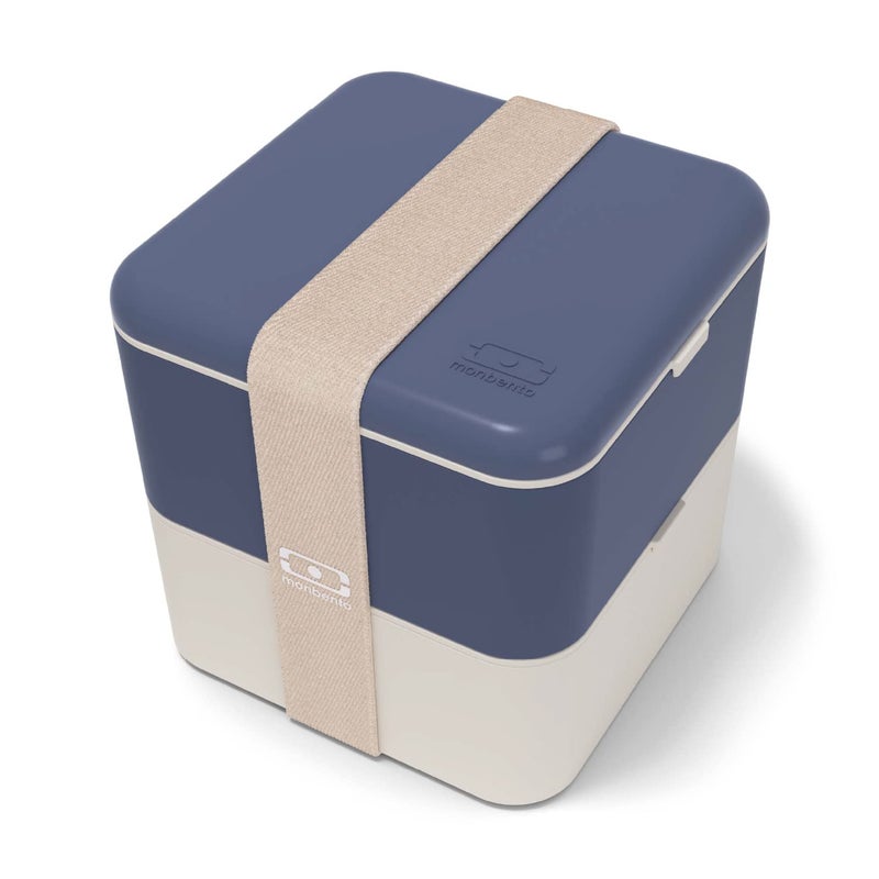 monbento Large Bento Lunch Box MB Square blue Natural with Compartments Leakproof Lunch Box for WorkPicnicMeal Prep BPA Free Microwave Dishwasher Safe Blue