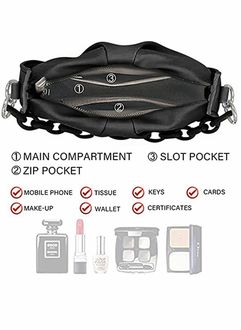 SYOSI - Handbags, Shoulder Bag, Fashion Purses, for Women's Multipurpose Crossbody Flapper Dumpling Pouch Clutch And Evening Bag (Black) - Image 1