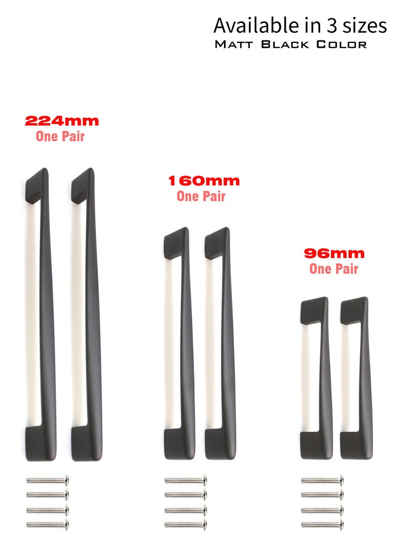 Generic - 2 Pcs Zinc Cabinet Door Handle, Drawer Pulls Furniture Handle Set for Kitchen and Bathroom Cabinets Cupboard, With Multiple Sizes 96mm/160mm/224mm Color Matt Black (BM-101) - Image 1