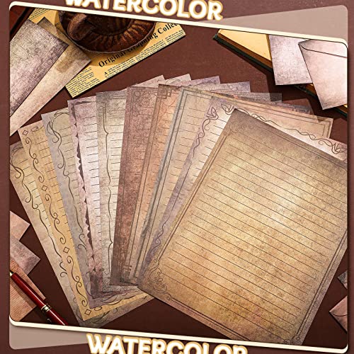 TaoBary 160 Pcs Stationery Paper Set 50 Double Sided Stationery Papers with 50 Matching Envelopes and 60 Round Dot Sticker 10 DesignVintage85 x 11 Inch - Image 3
