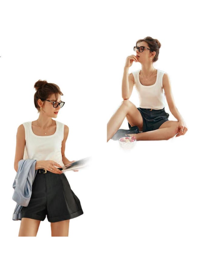 Olrain Women'S Slim Fit Tank Top Camisole Spring Summer Women'S Knitted Sweater Top White S - Image 3