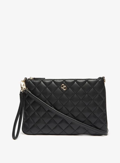 Celeste Women's Quilted Clutch with Detachable Strap and Zip Closure