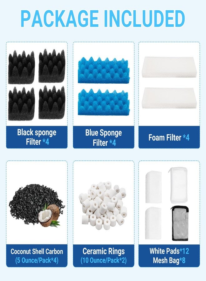 Trdzi 38 Pack Filter Media Kit for Fluval 306/307 Canister Filters - Aquarium Filter Kit, Including Bio Foam, Activated Carbon & Ceramic Rings Replacement - Image 3
