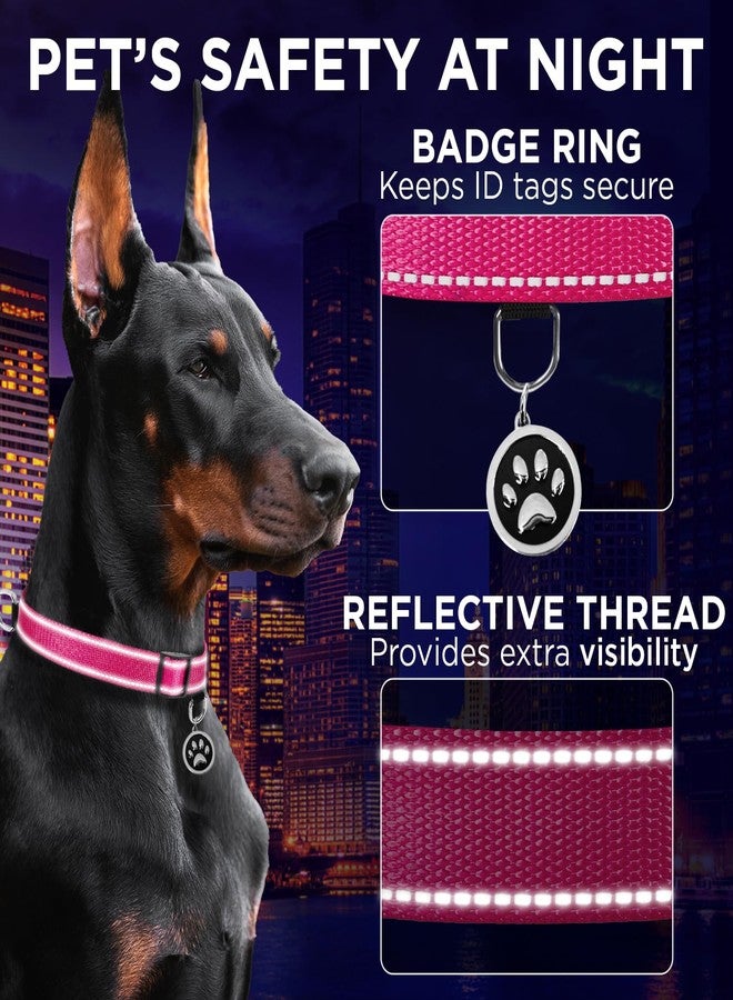 TECEUM Reflective Dog Collar – Hot Pink – L – Extra Soft Padding – Basic Nylon Pet Collar – Quick Release Buckle – Fits Small, Medium and Large Dogs, Puppies, Cats – ESA & Service Dog Options - Image 4