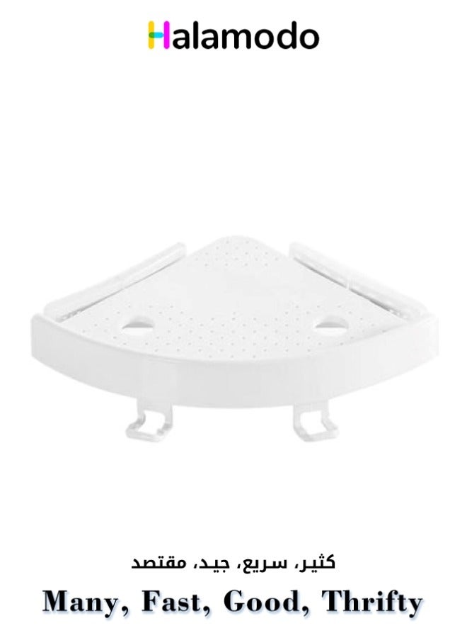 Multi-Purpose Triangle Punch Plastic Corner Shelf Organizer,Easy Installation Mounted Storage Space-Saving Corner Holder for Bathroom Toiletries Facial Lotion Soap Holder - Image 1