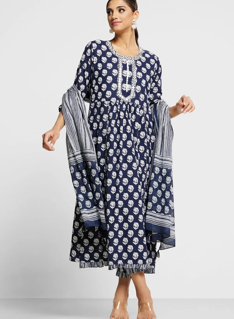 indya Printed Kurti & Pants Set