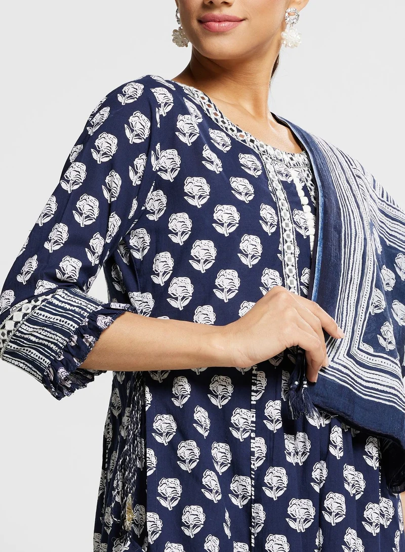 indya Printed Kurti & Pants Set