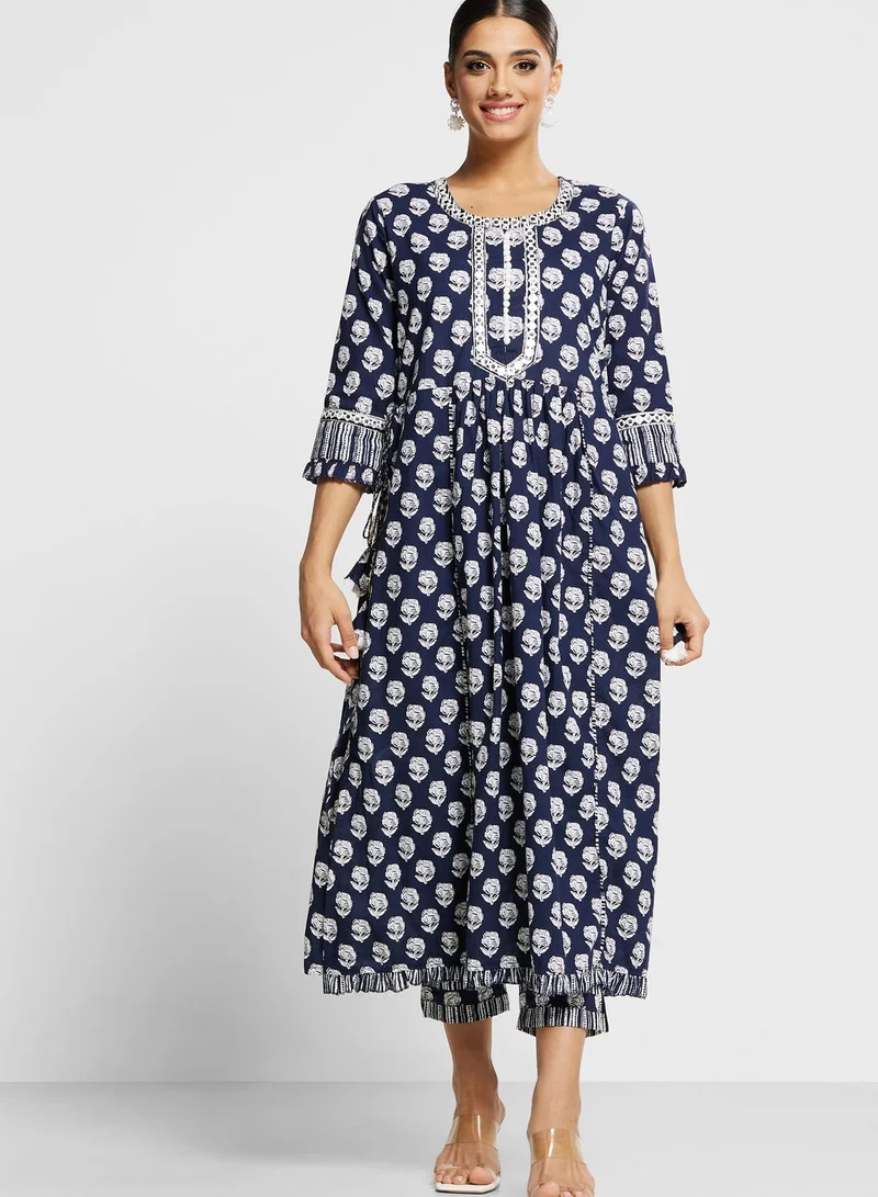 indya Printed Kurti & Pants Set