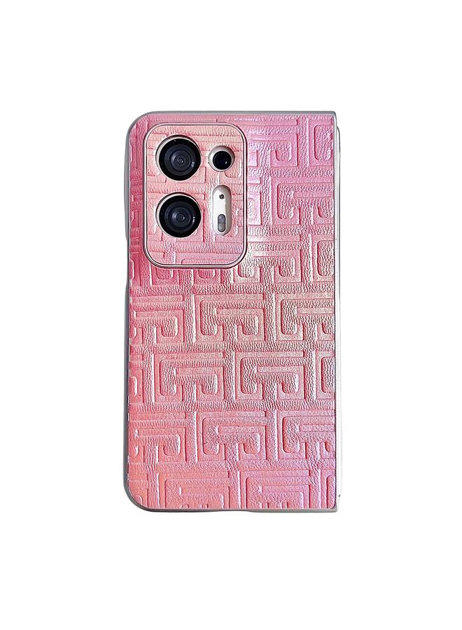 Green Tiger For OPPO Find N2 Pearlescent Paint Gradient Geometric Leather Phone Case(Pink)