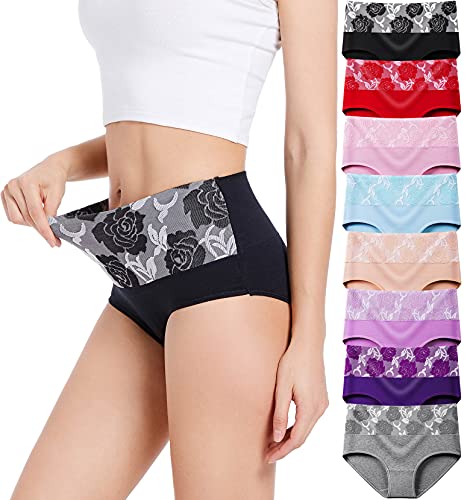 HAVVIS Women's High Waist Cotton Briefs Underwear - Assorted Colors, XX-Large (8 Pack) - Image 1