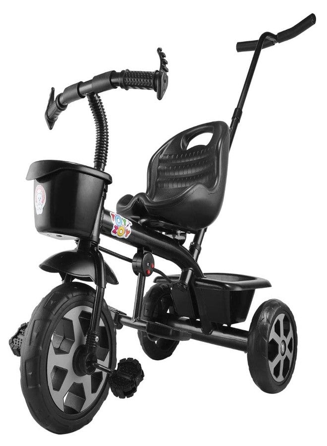 JoyRide Stylish Sports Plus Trike Push & Plug Baby Trike| Tricycle with Dual Storage Basket for Kids| Boys| Girls Age Group 2 to 5 Years (Black) - Image 1