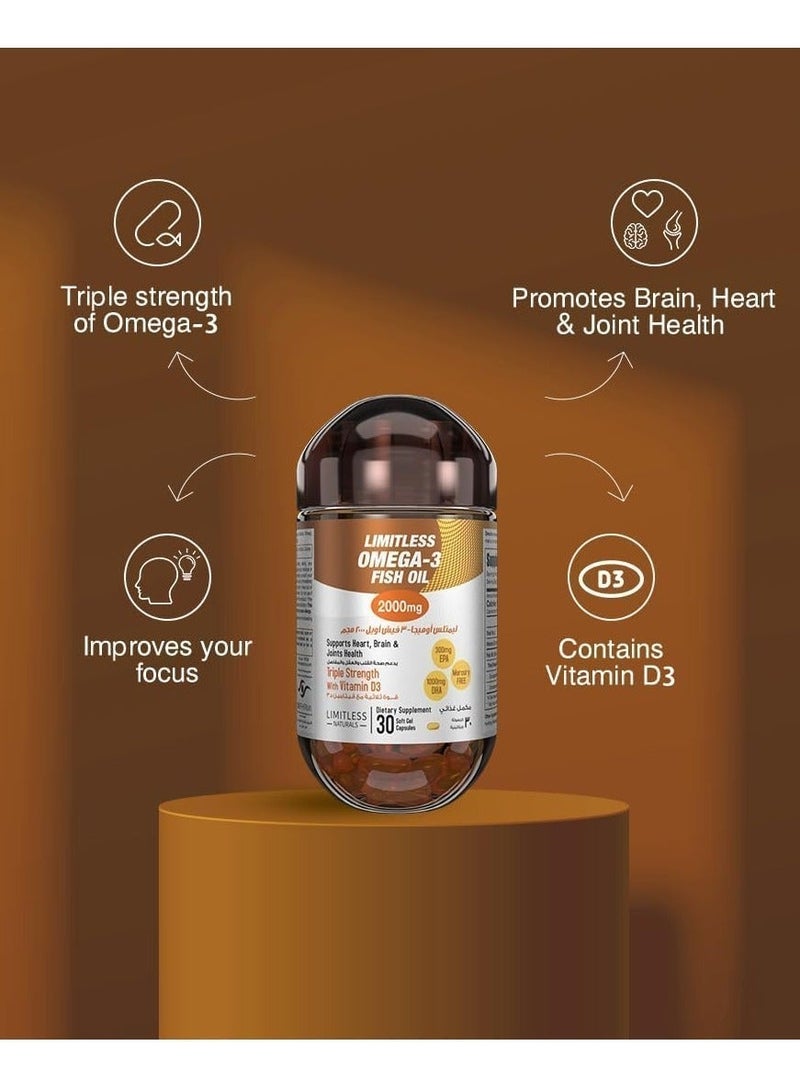 EVA PHARMA Limitless Omega 3 Fish Oil 2000mg  30 Capsules - Image 3