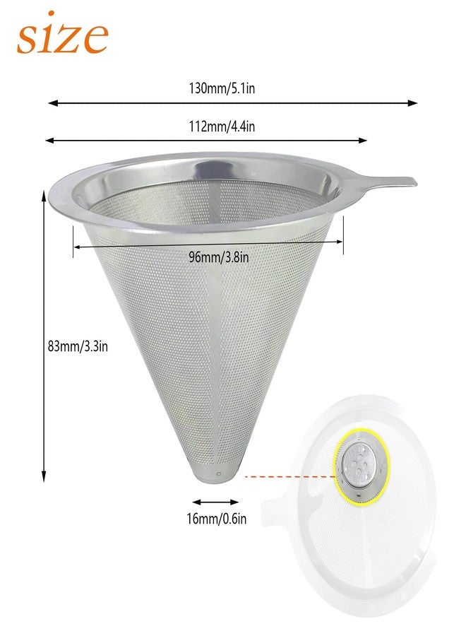 AzulySlec Double Mesh Pour Over Coffee Filter Set-300+600 Mesh Reusable Stainless Steel Coffee Filter with Detachable Handle,Easy Clean,2-in-1 for Drip/Cold Brew/Espresso,Fits Most V60/Chemex Brewers - Image 2