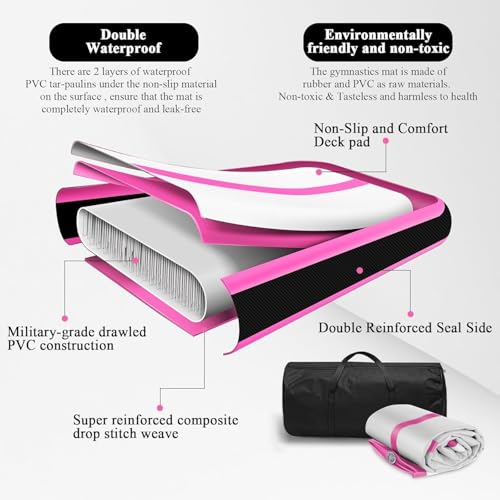 Estgora Gymnastics Mat For Tumbling 6.6ft Tumble Track 4 Inch Thick Inflatable Gymnastic Training Equipment For kids At Home Gym Cheerleading with Electric Pump - Image 3