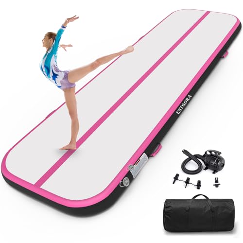 Estgora Gymnastics Mat For Tumbling 6.6ft Tumble Track 4 Inch Thick Inflatable Gymnastic Training Equipment For kids At Home Gym Cheerleading with Electric Pump - Image 1