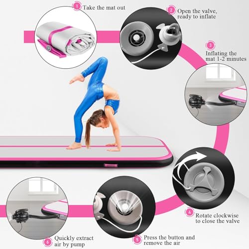 Estgora Gymnastics Mat For Tumbling 6.6ft Tumble Track 4 Inch Thick Inflatable Gymnastic Training Equipment For kids At Home Gym Cheerleading with Electric Pump - Image 5