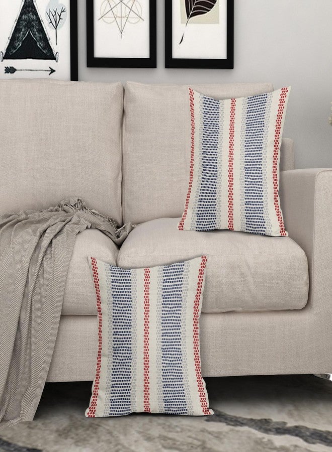 Aytipun Blue Red Pillow Covers 18x18 Set of 2 Gray Grey Dot Print Striped 4th of July Patriotic Decorative Outdoor Pillowcases Boho Rustic Farmhouse Decorative Throw Cushion Case Decor for Couch Sofa Bed - Image 3