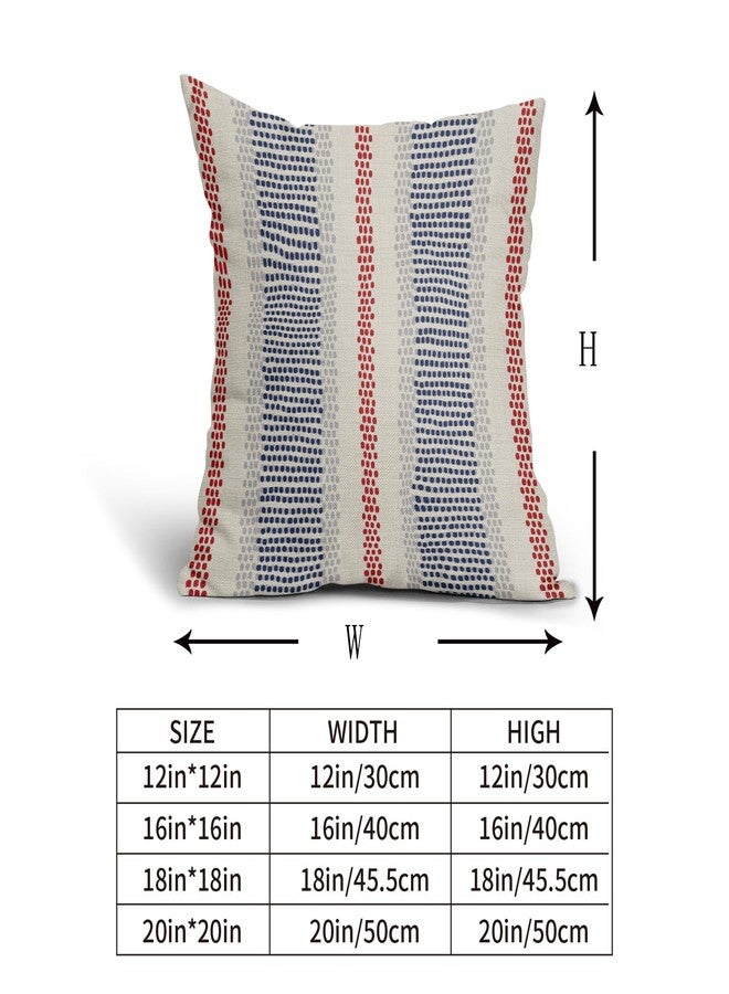 Aytipun Blue Red Pillow Covers 18x18 Set of 2 Gray Grey Dot Print Striped 4th of July Patriotic Decorative Outdoor Pillowcases Boho Rustic Farmhouse Decorative Throw Cushion Case Decor for Couch Sofa Bed - Image 5