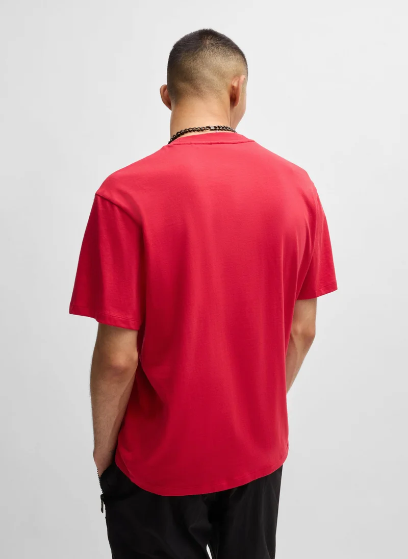 HUGO Cotton-jersey relaxed-fit T-shirt with logo patch