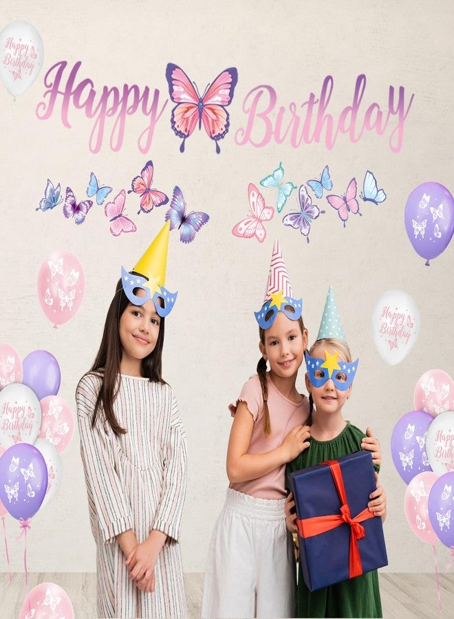 LINHAXM Butterfly Birthday Decorations, Butterfly Birthday Supplies - Plates, Napkins, Cups, Cutlery, Cake & Cupcake Toppers, Banner, Hanging Swirls, Tablecloth, Balloons for Butterfly Decorations, Serve 20 - Image 5