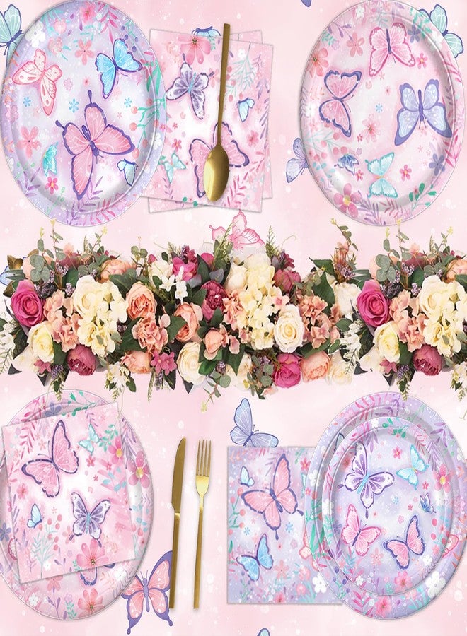 LINHAXM Butterfly Birthday Decorations, Butterfly Birthday Supplies - Plates, Napkins, Cups, Cutlery, Cake & Cupcake Toppers, Banner, Hanging Swirls, Tablecloth, Balloons for Butterfly Decorations, Serve 20 - Image 4
