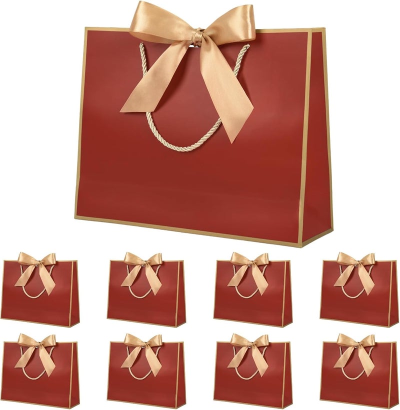 Gift Bags for Presents,Large Present Bags for Christmas,Bridesmaids,Wedding,Birthday,Hen Party,Celebration,35x24.5x11cm,(Red,8 Pack) - Image 1