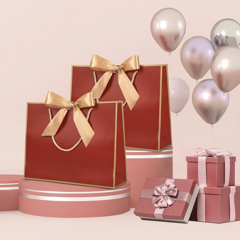 Gift Bags for Presents,Large Present Bags for Christmas,Bridesmaids,Wedding,Birthday,Hen Party,Celebration,35x24.5x11cm,(Red,8 Pack) - Image 2